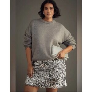 NWT Anthropologie Mare Mare Dress Wm XL Knit Sweater Skirt Twofer Sequins Silver